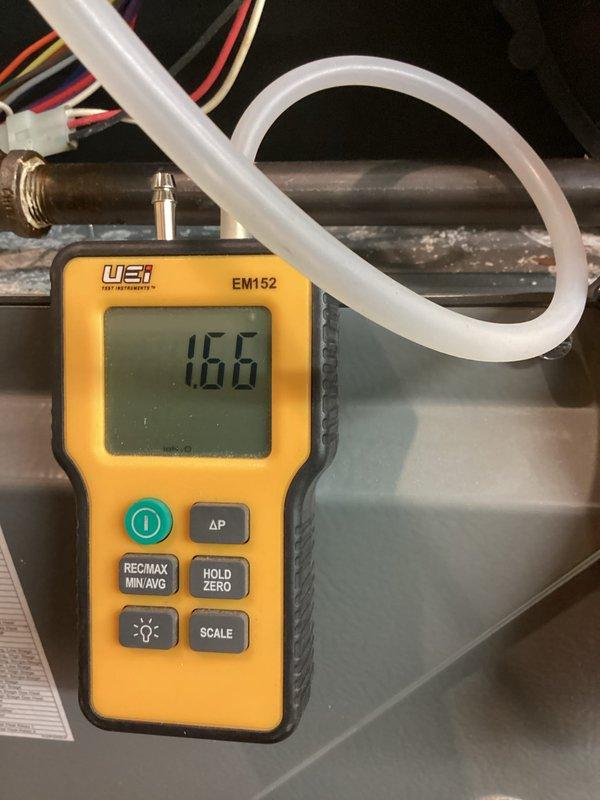 Completed scheduled heating maintenance on furnace system and hot water tank. Performed comprehensive system diagnostics using calibrated test equipment, including capacitance readings with digital multimeter showing normal values and static pressure measurements at 166 Pascals. Inspected all electrical connections, refrigerant lines, and condensate drainage components. All systems operating within manufacturer specifications with no deficiencies noted.
