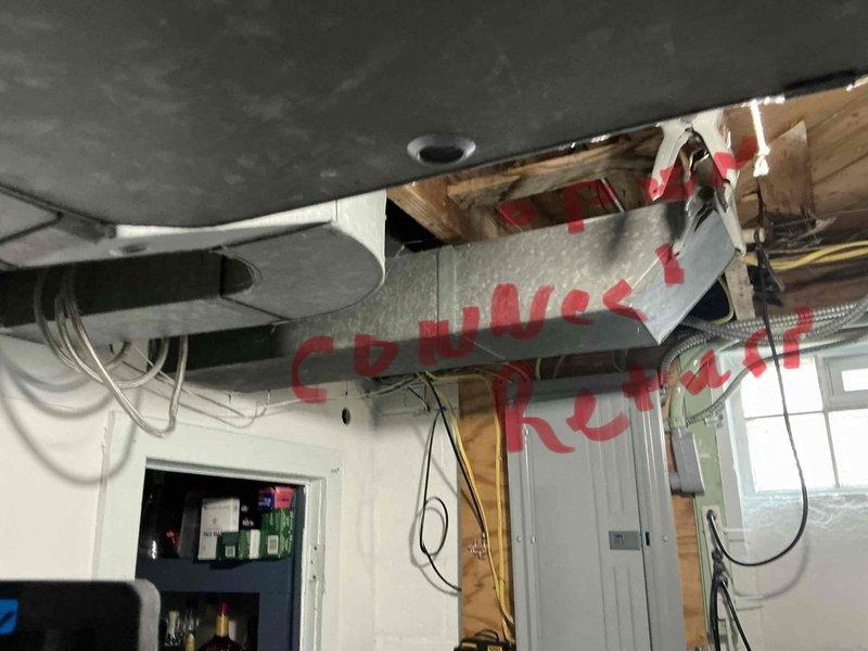 Completed full system replacement estimate for non-functional air conditioning unit. Provided three-tiered equipment options including GOOD level system with up to 13.4 SEER AC and 80% AFUE gas furnace, BETTER level system with up to 14 SEER AC and 96% AFUE gas furnace, and BEST level system with up to 16 SEER AC and 96% AFUE gas furnace. Assessed existing basement installation location with exposed ceiling joists and utility infrastructure to determine replacement requirements and equipment specifications.