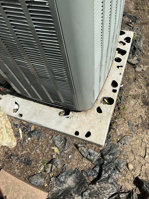 Responded to customer concern regarding potential hail damage to air conditioning system. Performed comprehensive visual inspection of outdoor condenser units and surrounding components. Upon thorough examination of both HVAC units, cabinet panels, coil fins, and refrigerant lines, no visible hail damage, denting, or compromised components were identified. All equipment appeared structurally sound and operational. System assessed and customer advised of findings.