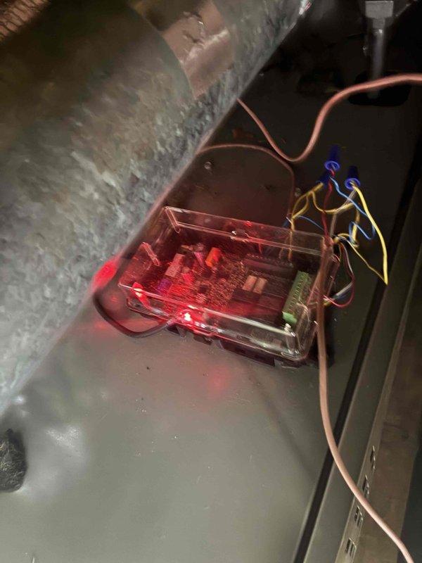 Completed installation of new air conditioning system in attic space. Installed and wired control board with proper low-voltage and line-voltage connections, verified all relay operations and LED indicators functioning correctly. Secured all wire terminations to circuit board terminals and routed wiring appropriately through equipment housing. System tested and confirmed operational with all electronic components energized and responding as designed.