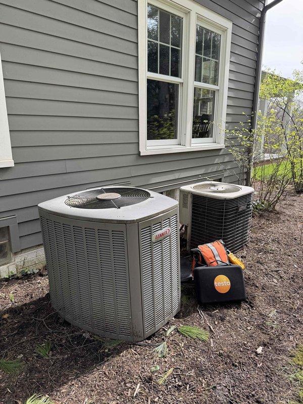 Completed comprehensive heating maintenance on two residential HVAC systems located at exterior of property. Performed standard seasonal inspection procedures on both Lennox unit and secondary system, including visual equipment assessment, operational testing, and documentation of current system conditions using diagnostic equipment.