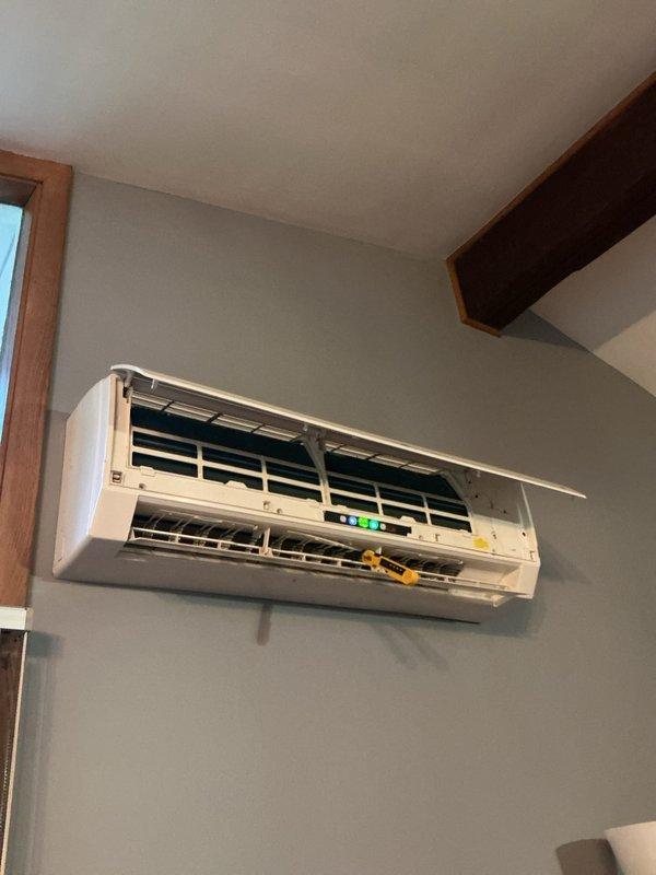 Performed comprehensive maintenance on boiler heating system and dual-head Lennox mini-split system. Serviced wall-mounted indoor unit, inspecting filters, internal components, and control panel operation, then maintained outdoor condenser unit positioned on brick exterior, verifying refrigerant line insulation integrity and system clearances. All equipment tested and confirmed operating within normal parameters.
