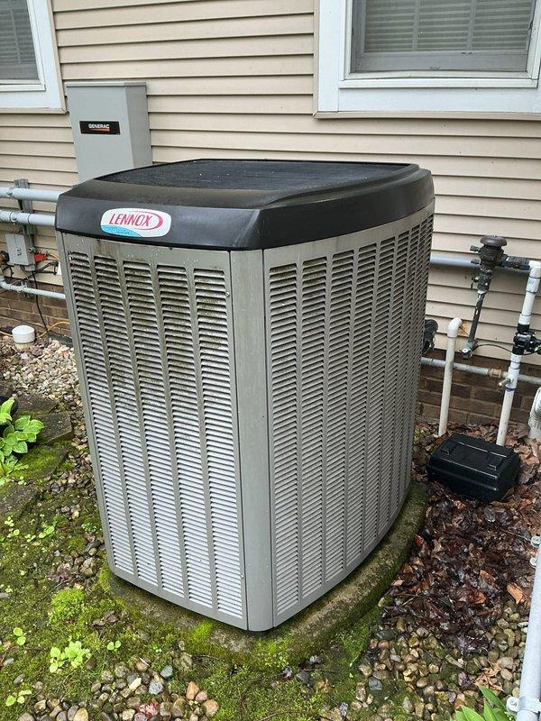 Completed routine cooling system maintenance on Lennox air conditioning unit. Performed comprehensive inspection of outdoor condenser unit, checked refrigerant levels using digital measurement tools, and verified proper system operation. All components found to be functioning within normal parameters with no issues identified.