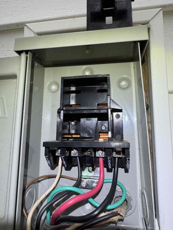 Performed routine HVAC heating maintenance on two systems. Inspected and serviced electrical disconnect boxes on both units, including examination of all wire connections, terminal blocks, and fuse components to ensure proper electrical supply and safe operation. All wiring connections were verified secure, disconnect mechanisms tested for proper function, and fuses confirmed to be in good working condition.