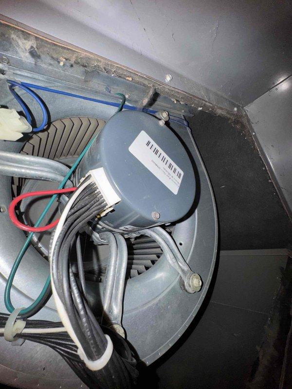 Completed comprehensive cooling system tune-up on residential HVAC unit. Performed thorough inspection of blower motor assembly, verified proper electrical connections, and examined capacitor functionality. Documented equipment condition with interior and exterior component photography, noting normal operational wear and age-appropriate accumulation on outdoor condenser unit.