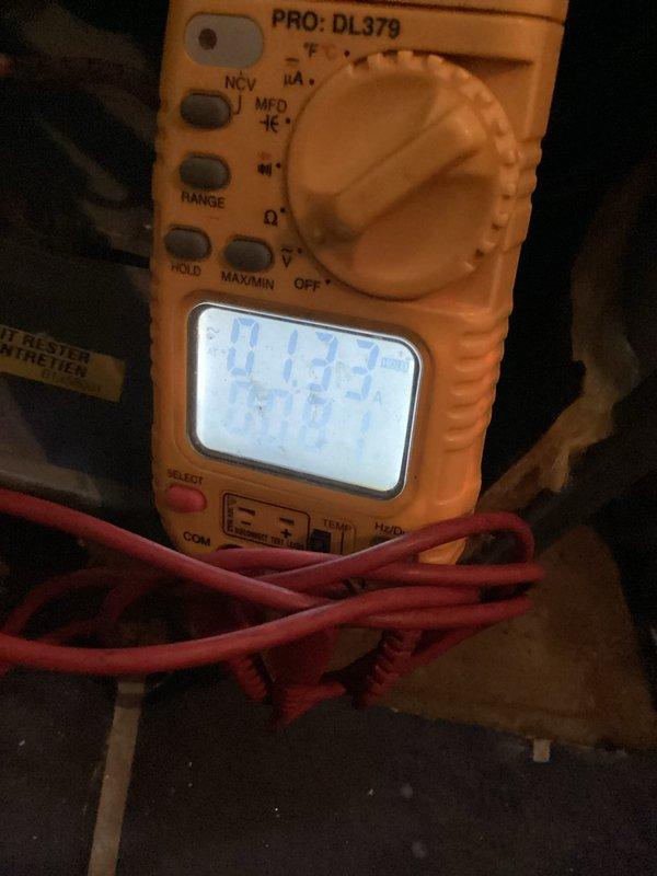 Performed routine HVAC cooling maintenance on system as part of ongoing preventative maintenance program. Utilized digital multimeter to verify electrical readings and system performance, measuring voltage and capacitance levels to ensure all components were operating within manufacturer specifications. All measurements confirmed proper system operation with no deficiencies noted.