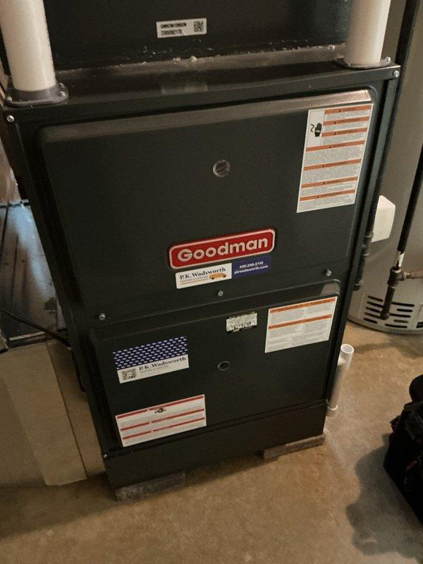 Responded to no heat call on Goodman furnace unit. Upon arrival, found control board displaying "EEO" error code on LED readout. Diagnosed control board fault preventing furnace operation. Inspected electrical panel connections, wiring harnesses, and system components to confirm board failure as root cause of heating system shutdown.