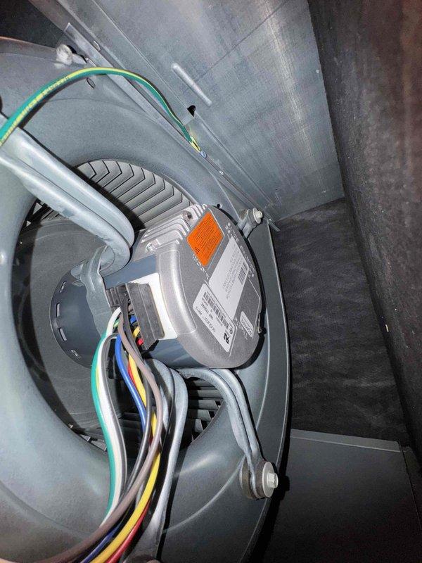 Completed comprehensive cooling system maintenance on residential air conditioning unit. Performed thorough inspection of blower motor assembly, verifying proper electrical connections and control box operation, with all wiring configurations confirmed secure including grounding connections. Measured and documented supply air temperature at 46.2°F at refrigerant lines, indicating proper system performance and adequate cooling capacity. All components operating within normal parameters with no deficiencies noted.