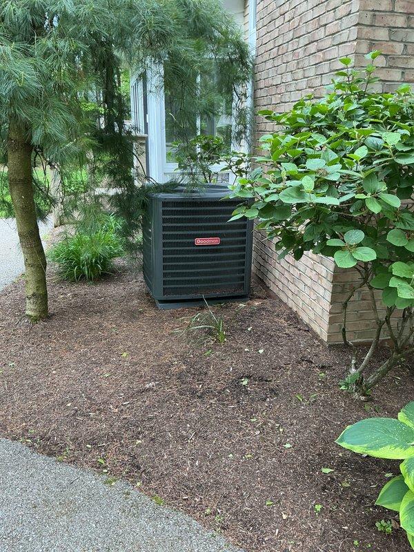 Completed scheduled preventive maintenance on residential cooling system. Inspected outdoor condensing unit and indoor air handler components, including evaporator coil access and air quality monitoring device mounted in attic ductwork. All equipment operating within normal parameters with no deficiencies noted.