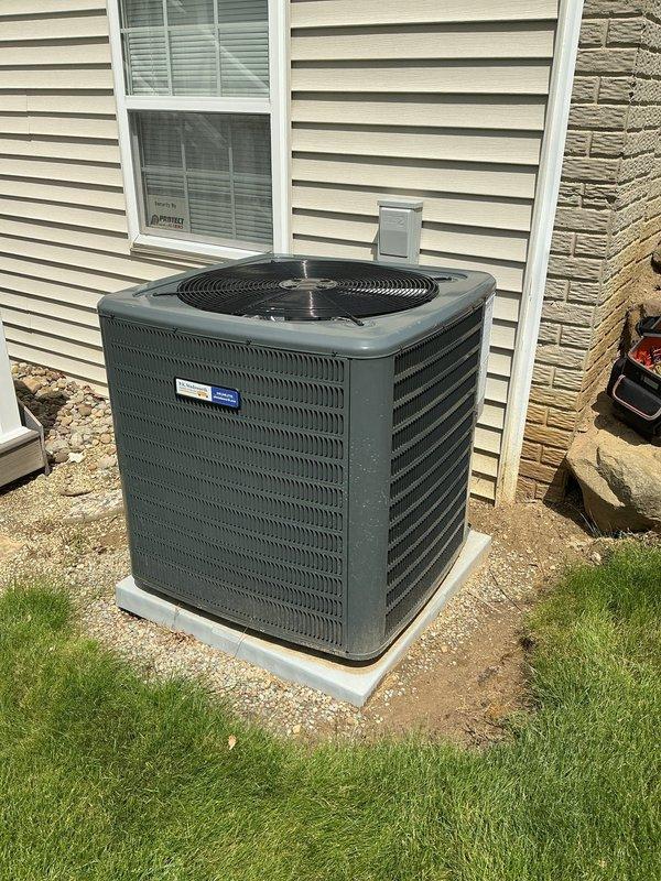 Completed routine cooling season maintenance on residential Daikin outdoor condensing unit. Performed standard inspection of equipment components, verified proper operation, and documented unit condition with no immediate service issues identified.