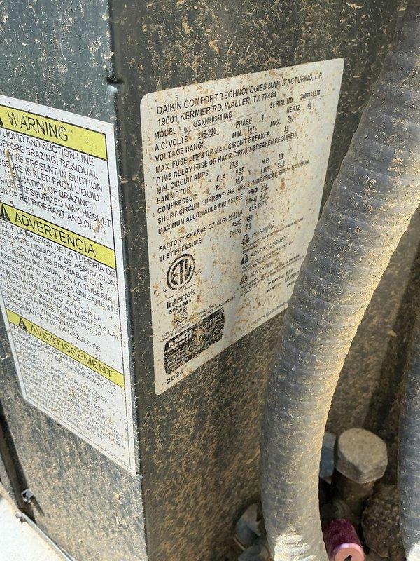 Completed routine cooling season maintenance on residential Daikin outdoor condensing unit. Performed standard inspection of equipment components, verified proper operation, and documented unit condition with no immediate service issues identified.
