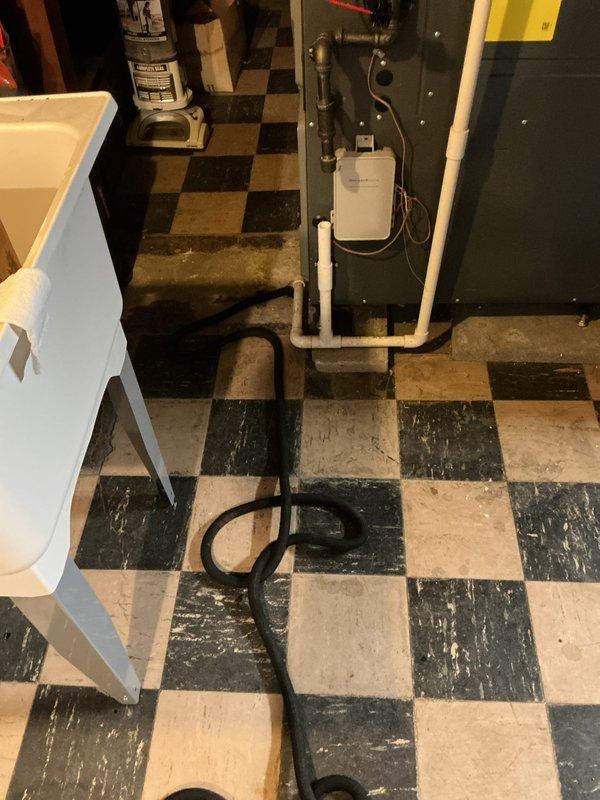 Performed routine maintenance flush on Rinnai tankless water heater unit to remove mineral buildup and sediment from the heat exchanger. Connected flushing equipment using black rubber hoses to isolate and circulate descaling solution through the system for optimal performance. Verified proper operation of all copper supply lines, shut-off valves, PVC exhaust venting, and control panel functions upon completion to ensure unit is operating at manufacturer specifications.