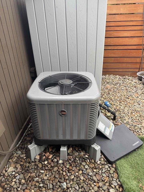Replaced failed condenser fan motor and addressed defrost control issues on outdoor heat pump unit. Removed and installed new motor assembly, verified proper electrical connections to control board, and tested defrost cycle operation to ensure system returned to normal heating and cooling functionality.
