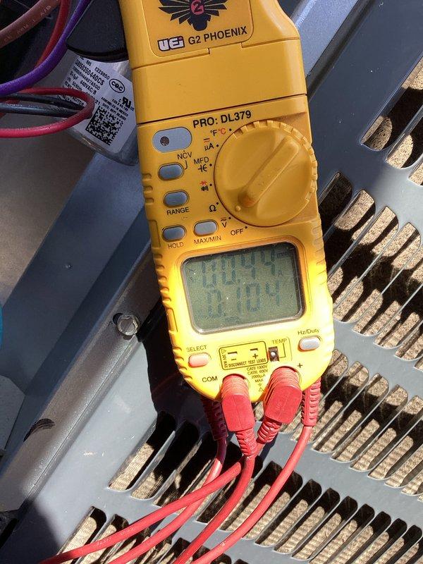 Performed routine cooling maintenance on residential air conditioning system. Completed standard inspection of outdoor condenser unit, checked electrical components and connections, and verified proper system operation using digital multimeter. Customer requested Aprilaire 413 filter for service.