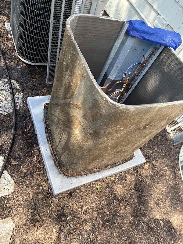 Responded to second service call for hard start issue on outdoor condensing unit. Upon inspection, found failed dual run capacitor preventing proper compressor startup. Performed coil cleaning on outdoor unit to restore proper airflow and heat transfer efficiency. Replaced defective capacitor with new dual run capacitor, reconnected all electrical terminals, and verified proper wire connections. System tested successfully with normal startup and operation confirmed.