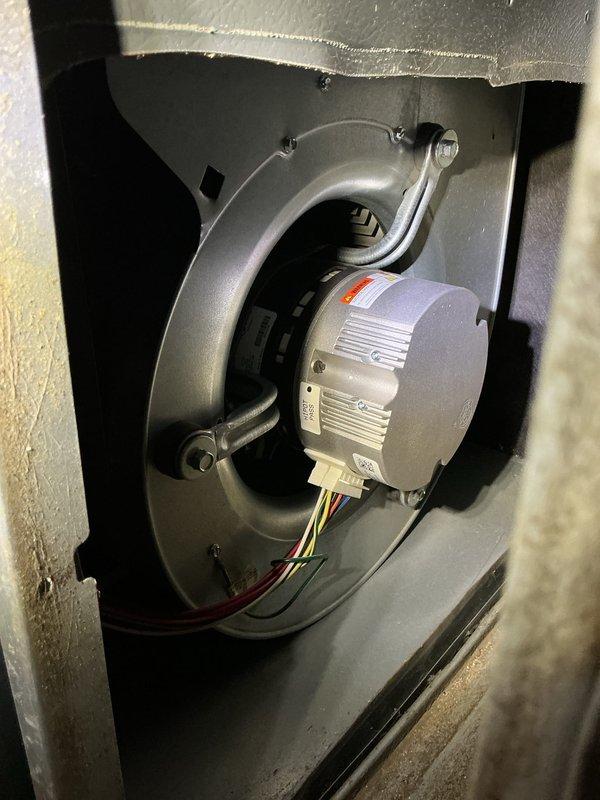 Completed scheduled preventive maintenance on residential cooling system. Performed comprehensive inspection of indoor blower motor assembly, verifying proper operation and electrical connections, and outdoor condensing unit. Cleaned condenser coils, checked refrigerant levels, tested system performance, and confirmed all components operating within manufacturer specifications. System running efficiently with no issues identified.
