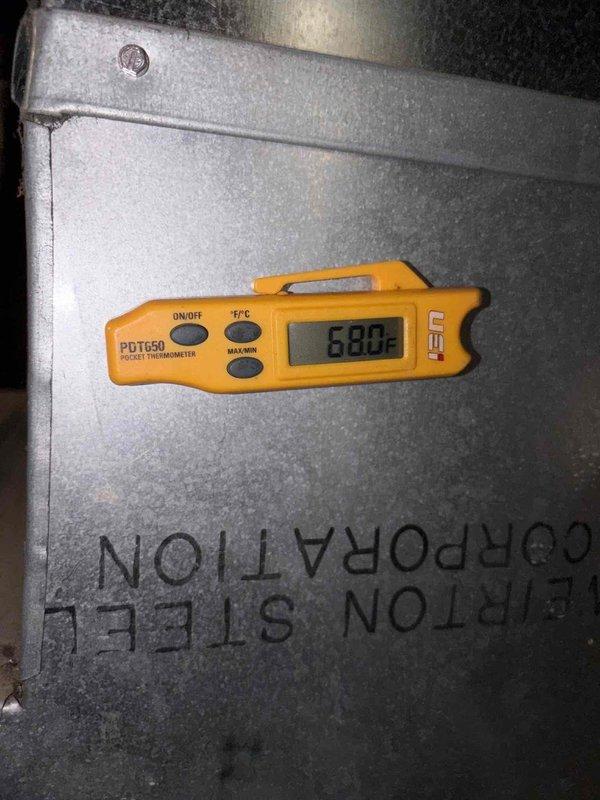 Completed comprehensive cooling system tune-up and preventative maintenance inspection. Documented heavily restricted air return vent with significant dust and debris accumulation obstructing airflow, which was impacting system efficiency. Verified system temperatures with calibrated digital instrumentation, recording 68.0°F at equipment location, and performed standard seasonal maintenance procedures to ensure optimal cooling performance for the upcoming season.