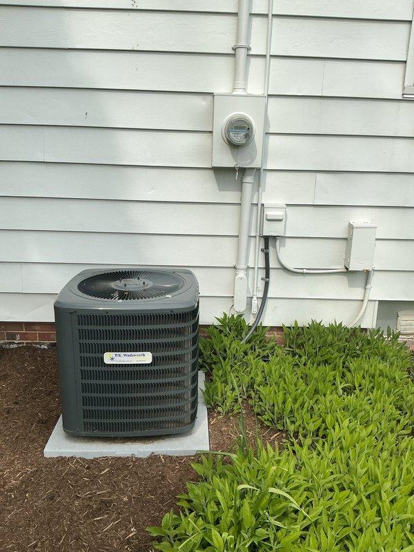 # HVAC Cooling Maintenance Completed

Performed comprehensive seasonal cooling maintenance on residential air conditioning system. Conducted thorough inspection of outdoor condensing unit, verifying proper operation of compressor and condenser fan motor. Checked refrigerant pressures and temperatures using calibration-grade digital gauges to ensure system is operating within manufacturer specifications. Inspected electrical connections at outdoor disconnect and verified proper voltage supply from meter base through PVC conduit pathway.

Evaluated indoor air handler components in basement mechanical room, including blower assembly and evaporator coil accessibility. Assessed UV bulb system and determined replacement required; prepared estimate for customer approval as bulb showed end-of-life indicators. Documented equipment condition with photographic records showing both interior mechanical room installation and exterior condensing unit placement. All mechanical and electrical component