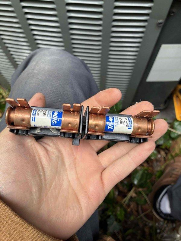 Completed routine cooling system maintenance on HVAC unit. Inspected and removed electrical fuses for examination, confirmed proper specifications and condition. Customer declined comprehensive electrical system inspection at this time.