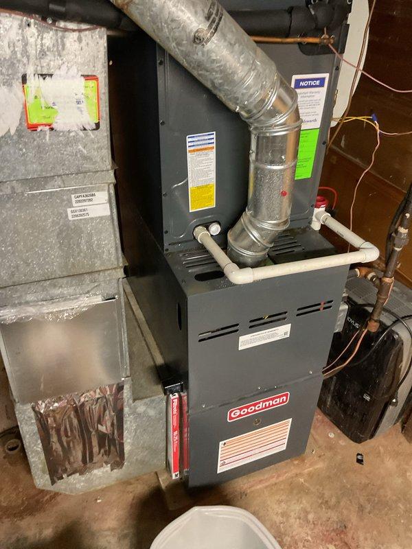Completed comprehensive cooling system maintenance on Goodman HVAC system. Performed standard preventive maintenance procedures on both indoor furnace unit and outdoor condenser unit, including inspection of all major components, ductwork connections, condensate drainage lines, and heat exchanger coils. System operational and ready for cooling season.