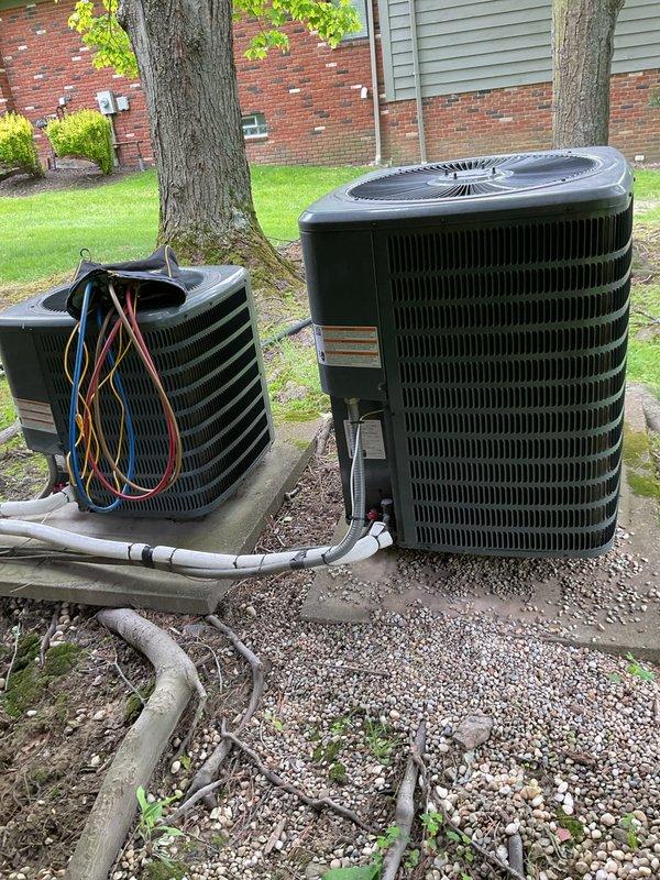 Completed comprehensive cooling maintenance on two residential HVAC condenser units. Performed full system inspection including electrical components, capacitors, contactors, and refrigerant lines on both units; verified proper operation of all mechanical and electrical systems. All components found in satisfactory working condition with no deficiencies noted.