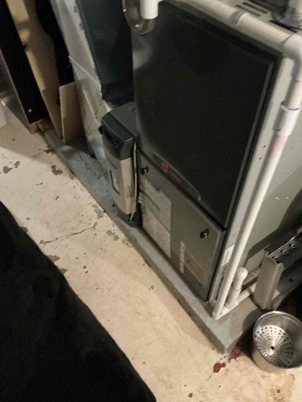 Conducted comprehensive assessment of existing HVAC system for replacement estimate, including outdoor condensing unit and indoor furnace with humidifier. Documented current equipment configuration, electrical connections, ductwork layout, and installation conditions. Photographed exterior electrical disconnect and conduit routing at outdoor unit location, as well as indoor furnace cabinet, blower assembly, refrigerant lines, and associated mechanical room components to provide accurate replacement specifications and equipment sizing recommendations.