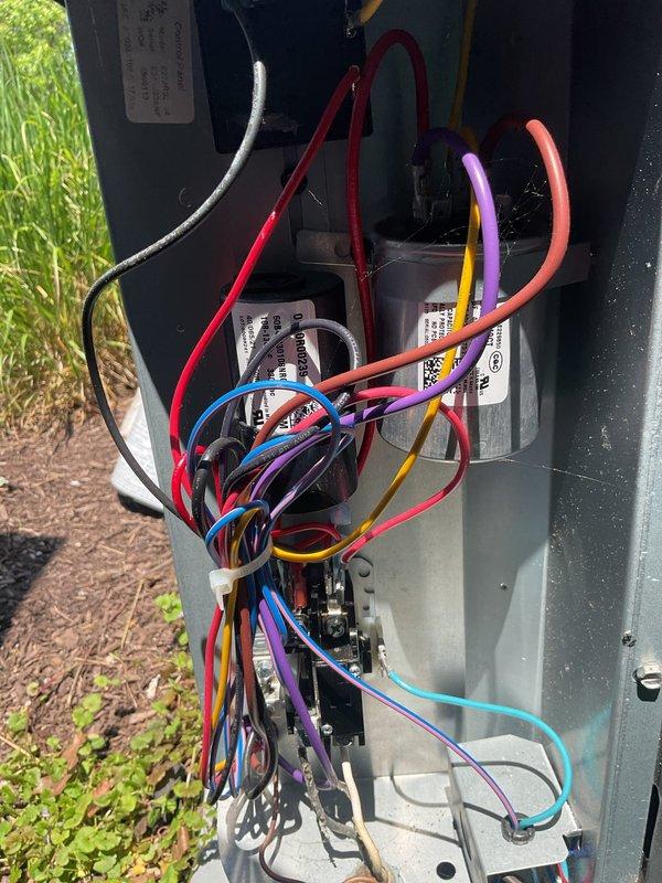 Completed first-year cooling maintenance on HVAC system. Inspected outdoor electrical control panel, verifying all contactors, relays, and electrical connections for proper operation. Replaced air filter at indoor air handler unit with new pleated filter to ensure optimal airflow and system efficiency.