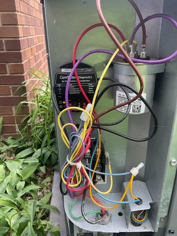 Completed comprehensive cooling maintenance on residential HVAC system, including indoor air handler unit located in attic space and outdoor condensing unit. Performed full system diagnostics using CoreSense refrigerant analysis equipment, checking pressures, temperatures, and refrigerant charge levels across all service ports to ensure optimal performance and efficiency for the cooling season.