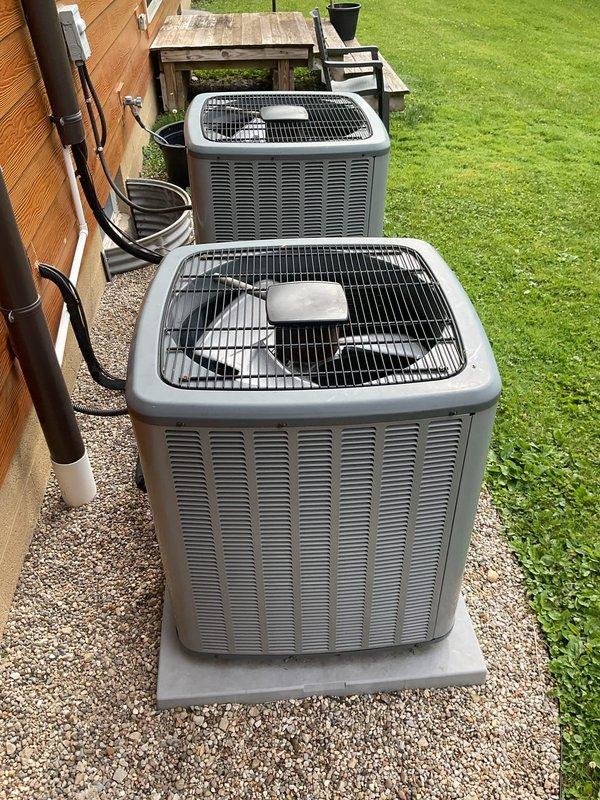 Completed scheduled cooling maintenance on two residential air conditioning systems. Performed comprehensive inspection of both outdoor condenser units and indoor air handling equipment, including checking refrigerant lines, electrical connections, and condensate drainage systems. All components found to be operating within normal parameters with no deficiencies noted.