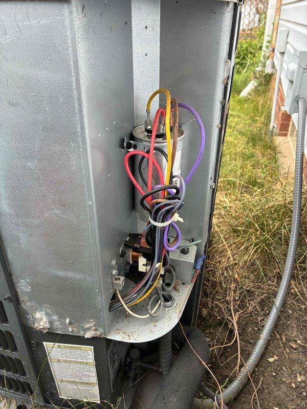 Completed comprehensive cooling maintenance on outdoor HVAC condensing unit. Performed standard preventive maintenance inspection including verification of electrical connections, capacitor functionality, and refrigerant line integrity. All components found operational with wiring connections secure and system ready for cooling season operation.