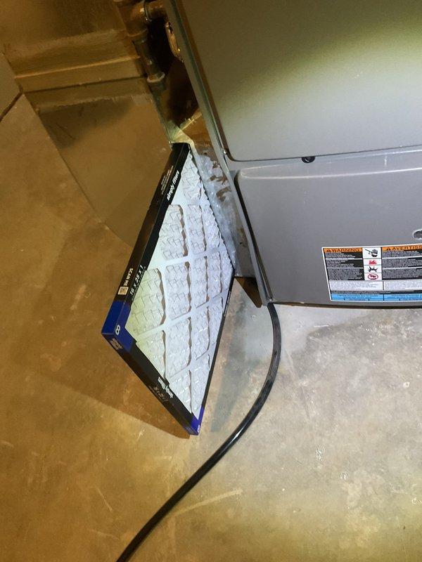Completed preventative maintenance on residential forced-air HVAC system. Inspected furnace unit, replaced air filter, verified proper operation of condensate drain lines and venting system, and confirmed all components functioning within normal parameters.