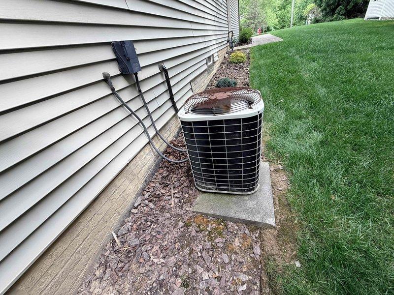 Completed complimentary heating and cooling system check for new homeowners on a two-system HVAC setup. Performed visual inspection of outdoor condensing unit, verified proper installation on concrete pad with adequate clearance and drainage, and inspected electrical connections and refrigerant line set. Conducted indoor equipment assessment including air handler inspection, verified proper mounting and insulation of ductwork, and tested system controls and safety devices using diagnostic equipment to ensure both systems are operating within manufacturer specifications.