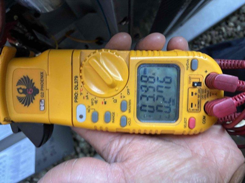 Completed annual preventative maintenance visit on residential air conditioning system. Performed comprehensive system diagnostics including electrical testing with multimeter to verify proper voltage and amperage at compressor and condenser unit, and measured supply air temperature at 48.3°F confirming adequate cooling performance. All components operating within manufacturer specifications.