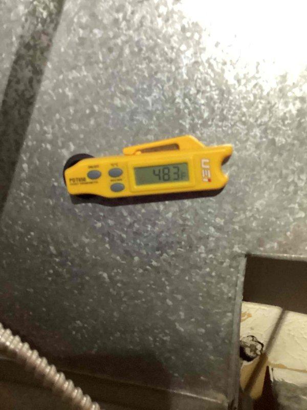 Completed annual preventative maintenance visit on residential air conditioning system. Performed comprehensive system diagnostics including electrical testing with multimeter to verify proper voltage and amperage at compressor and condenser unit, and measured supply air temperature at 48.3°F confirming adequate cooling performance. All components operating within manufacturer specifications.