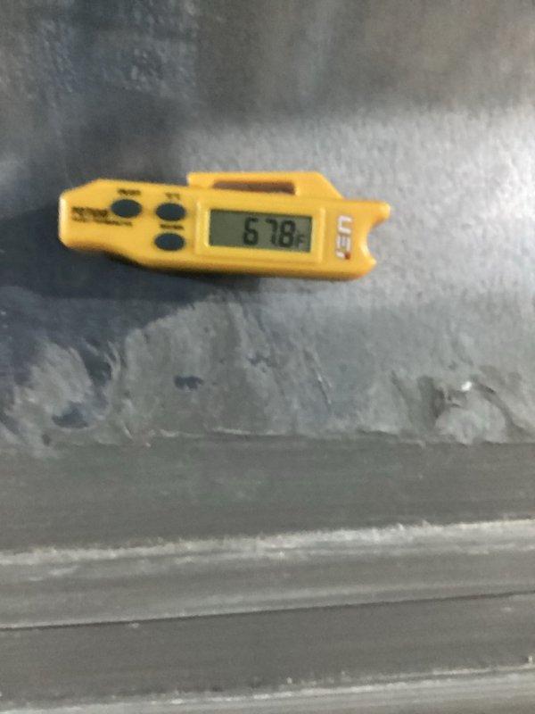 Completed comprehensive MVP cooling system maintenance on residential HVAC unit. Performed standard preventive maintenance procedures including inspection of all mechanical and electrical components, blower motor assembly, gas valve connections, and control board functionality. Verified proper refrigerant temperatures using digital thermometer, recording operating temperature of 67.8°F at the evaporator coil. Inspected copper line connections for oxidation and proper sealing, examined all wire terminations and electrical connections at control board and motor assembly, and confirmed secure mounting of all internal components. All systems tested and operating within normal parameters upon completion of maintenance service.