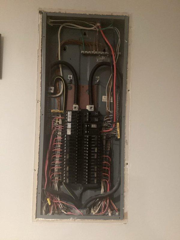 Completed site assessment and provided estimate for 400-amp meter main service upgrade. Evaluated existing electrical panel configuration, documenting current breaker arrangement, wire routing, and service capacity to determine scope of work required for upgrading to 400-amp meter main service with appropriate disconnect components and distribution infrastructure.