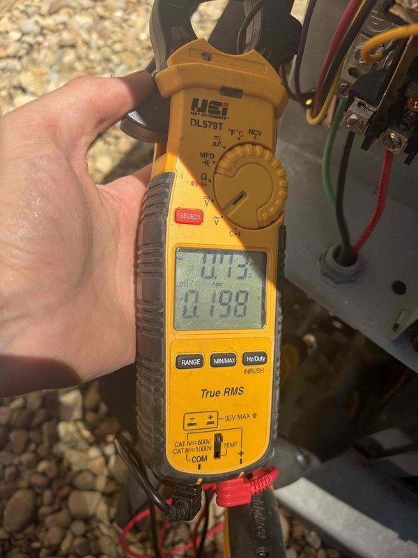 Completed scheduled preventive maintenance on residential cooling system. Performed comprehensive inspection of Goodman HVAC unit including electrical testing of compressor amperage draw and system diagnostics using digital clamp meter to verify proper operation. All components found operating within manufacturer specifications with no deficiencies noted.