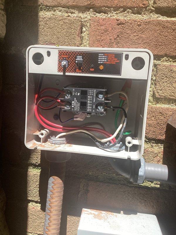 Performed diagnostic evaluation on Generac backup generator system. Inspected control module, transfer switch components, and electrical connections at exterior-mounted unit. Testing indicated potential failure of generator control module. Documented system condition with photographs and recommended scheduling follow-up appointment for module replacement and further repairs.
