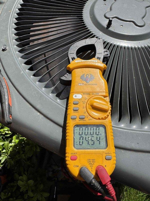Performed routine HVAC cooling maintenance on residential system. Conducted electrical diagnostics using digital clamp meter to verify proper amperage draw and voltage levels at the condenser unit. Confirmed thermostat operation and programming settings, ensuring proper communication between control system and cooling equipment.