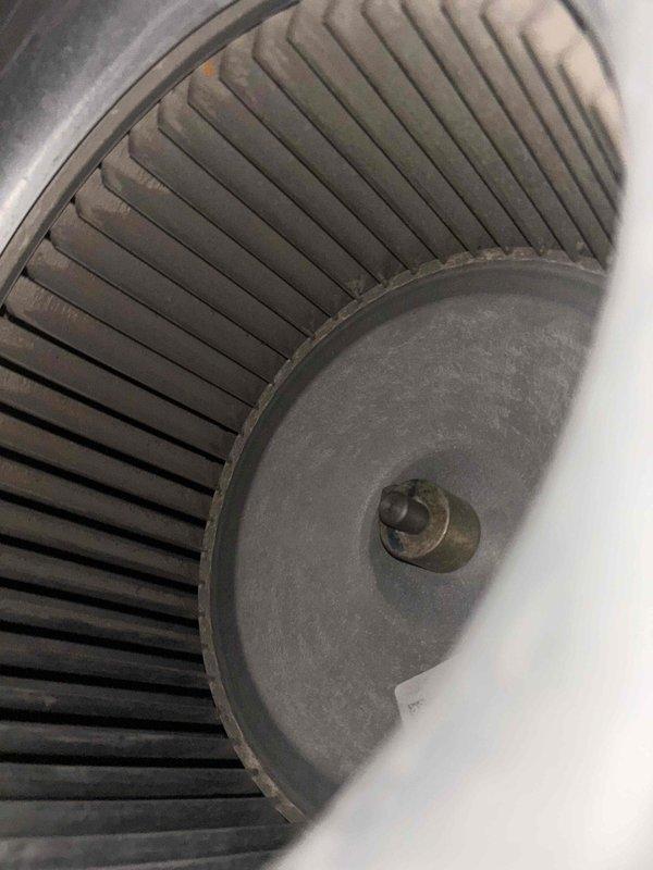 Performed scheduled HVAC cooling system maintenance on residential unit. Inspected electrical connections at control board, verified proper wire terminations and secure mounting of terminal block. Examined blower wheel assembly, noting dust accumulation on fins and end plate but confirming proper mechanical operation and secure mounting hardware.