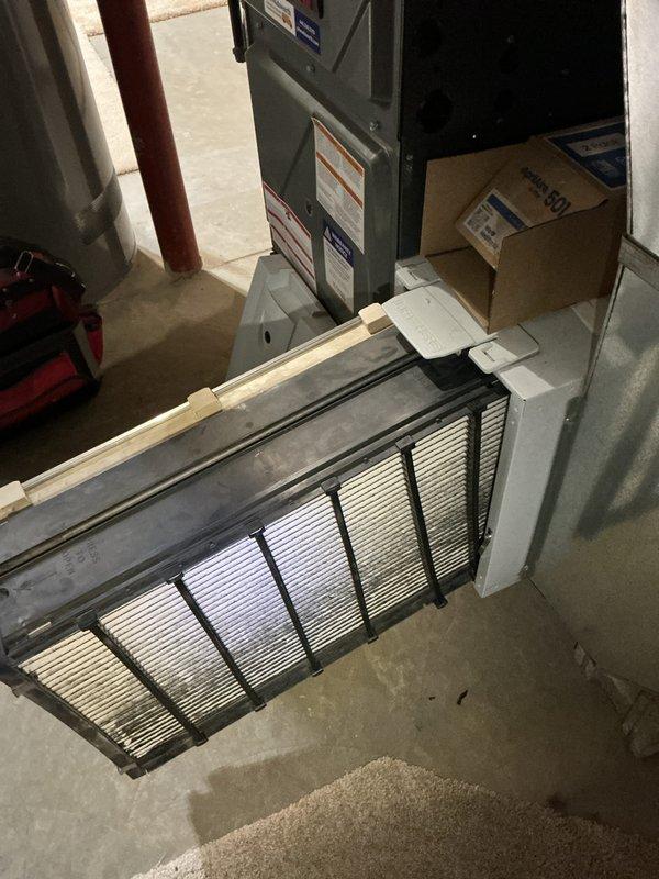 Completed scheduled cooling maintenance on HVAC air handler unit. Performed system inspection, replaced air filters in the return air assembly, and verified proper operation of control board and electrical connections. All components functioning within normal parameters upon completion.