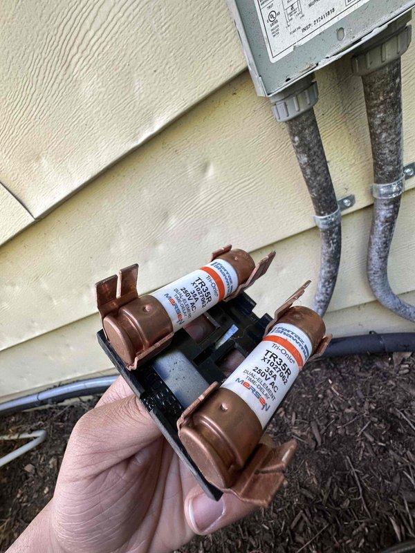 Completed scheduled preventative maintenance on residential cooling system as part of ongoing service plan. Inspected outdoor condensing unit electrical components including capacitor, contactor, and associated wiring connections. All electrical components including fuses were examined for proper operation and secure connections to ensure reliable system performance throughout the cooling season.