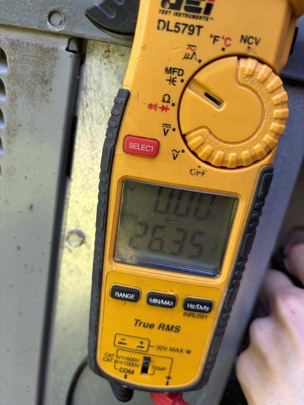 Completed comprehensive cooling maintenance on residential HVAC system, including thorough blower wheel cleaning to restore optimal airflow and system efficiency. Performed electrical diagnostics using digital multimeter to verify proper system operation and component functionality. System tested and confirmed operating within manufacturer specifications following maintenance completion.