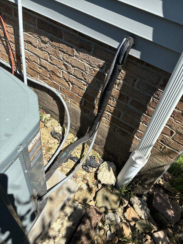 Completed full HVAC system replacement estimate presenting three tiered equipment options for outdoor condensing unit and gas furnace installation. Good tier option included 13.4 SEER air conditioner with 80% AFUE furnace, Better tier featured 14 SEER unit with 96% AFUE high-efficiency furnace, and Best tier consisted of 16 SEER air conditioner paired with 96% AFUE furnace. Assessed existing equipment location with easy accessibility, documented current outdoor unit positioned on concrete pad with refrigerant line routing along exterior brick wall, and photographed installation site conditions including ground clearances and utility connections to facilitate accurate replacement planning.
