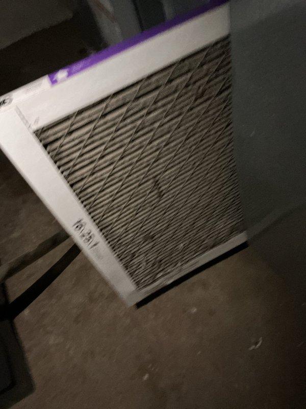 Performed routine AC maintenance on older air conditioning system and inspected air filter. Customer reported mini split remote accidentally fell into return duct during carpet installation; attempted retrieval to restore system functionality. Pending approval for additional coil cleaning and comprehensive system cleaning services.