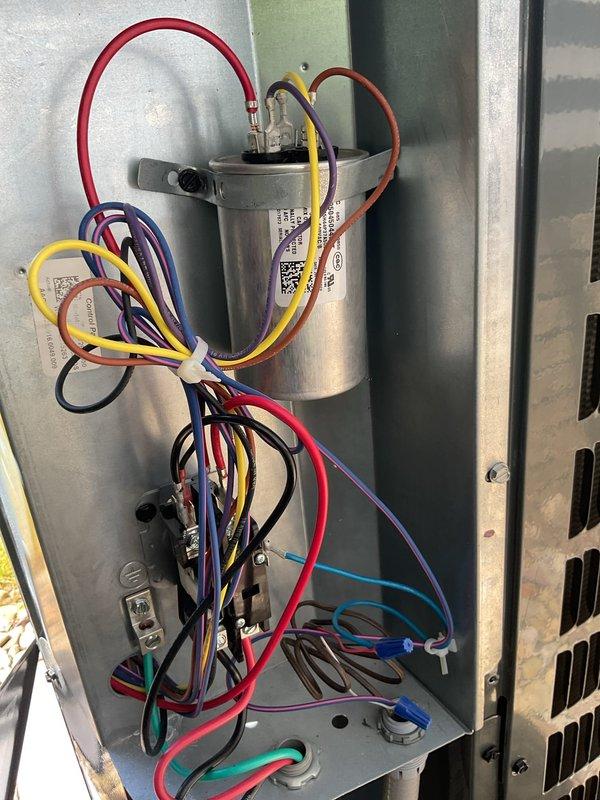 Completed scheduled cooling system maintenance as part of ongoing recurring service plan. Inspected electrical panel components including run capacitor and associated wiring connections, verifying proper operation of all electrical circuits. Left voicemail to schedule required electrical inspection prior to occupant move-in next month.