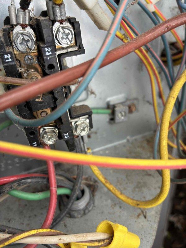 Replaced failed condenser fan motor and dual run capacitor on residential air conditioning unit. Installed new scrubber bulb in air purification system. All electrical connections were properly terminated and secured, system tested and verified operational upon completion.
