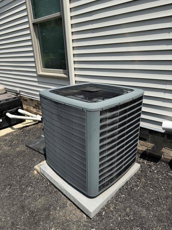 Completed scheduled preventive maintenance on residential split-system air conditioning unit. Performed comprehensive inspection of outdoor condensing unit and indoor components, including evaluation of dual-run capacitor, electrical connections, and control module. Verified all electrical terminals were secure, refrigerant line insulation intact, and equipment operating within manufacturer specifications. Unit found in good working condition with no deficiencies noted.