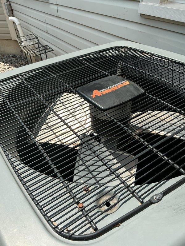 Responded to no cooling call where system would not turn on. Upon arrival, inspected outdoor condensing unit and found equipment in good physical condition with clean fan blades and operational grille. Verified indoor evaporator coil temperatures reading 59.9°F, indicating system was not operating in cooling mode. Diagnosed electrical issue preventing unit startup and restored power to system, confirming proper operation of condenser fan motor and compressor before departure.
