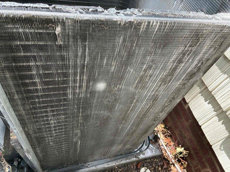 Performed complete system repair and maintenance service on residential HVAC unit. Replaced failed capacitor and contactor to restore proper compressor and fan motor operation. Conducted thorough cleaning of heavily contaminated evaporator coil, which exhibited extensive dirt accumulation, mold growth, and moisture damage affecting airflow and heat transfer efficiency. Replaced burned-out indicator bulb. Addressed significant mold and debris buildup observed in condensate drainage system. System tested and confirmed operational upon completion of repairs.